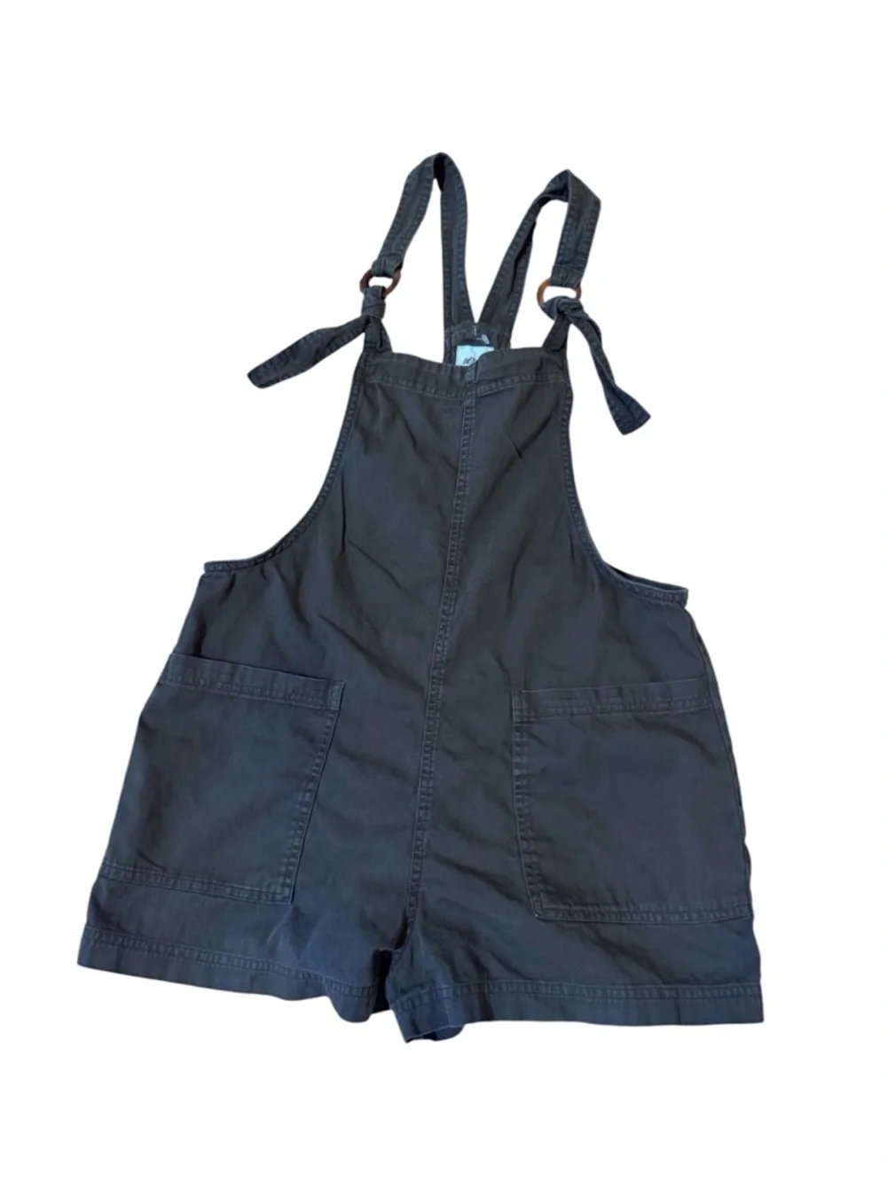 aerie Black Grey Denim Short Overalls - Picture 2 of 8